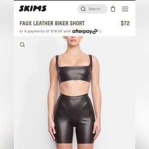 SKIMS FAUX LEATHER BIKER SHORTS SOOT SIZE EXTRA SMALL NWOT